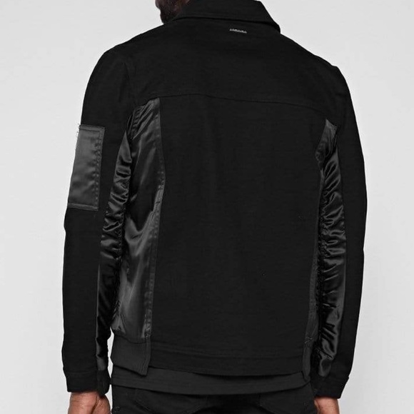 SATIN DENIM JACKET - BLACK - Picture 4 of 5